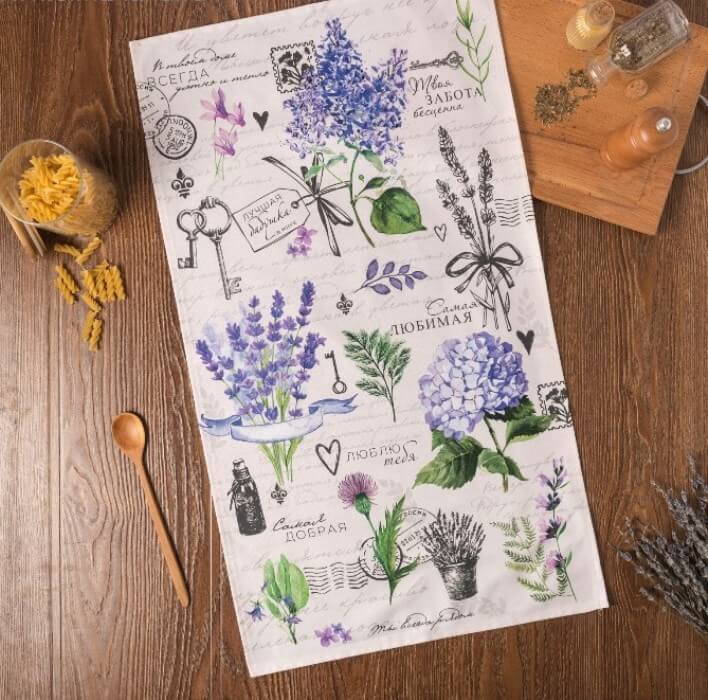 Полотенце кухонное ЭТЕЛЬ  ЛЮБИМАЯ БАБУШКА саржа 40x73 100%хлопок сиреневый_Каталог-v2_MIRTECK